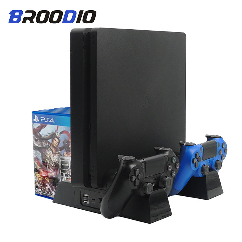 Cooling Stand For Ps5 Slim Console With Dual Controller Charging Station,  Vertical Organiser Base Holders With 12 Game Slots For Ps5 Slim